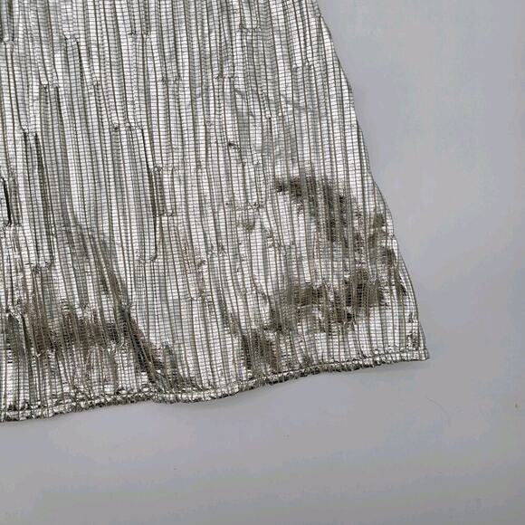 Anthropologie Top Womens Small Silver Tank Boxy Metallic Foil Maeve Shimmer - Picture 4 of 10